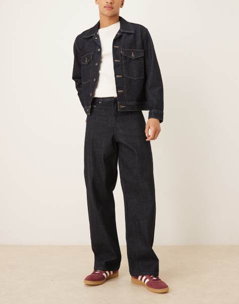 ASOS DESIGN premium selvedge baggy jeans in indigo