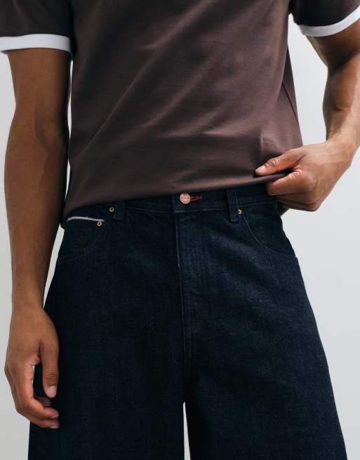 ASOS DESIGN premium selvedge barrel jeans in indigo, 4 of 10
