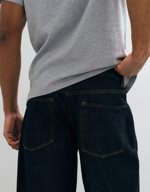 ASOS DESIGN premium selvedge relaxed barrel jeans in indigo, 4 of 5