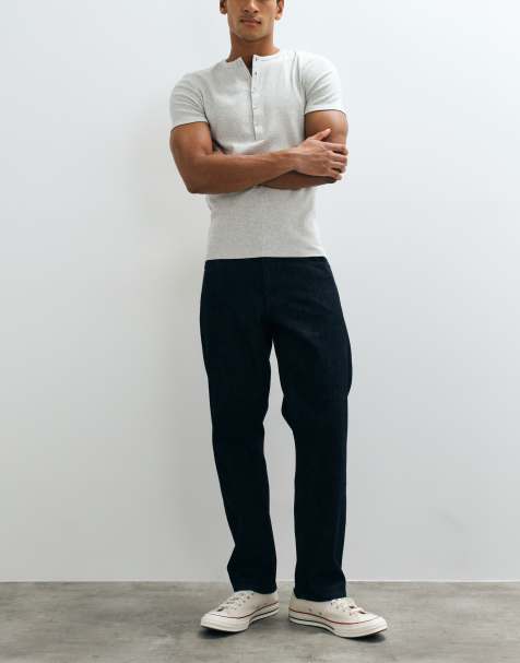 ASOS DESIGN premium selvedge straight jeans in indigo - view 1