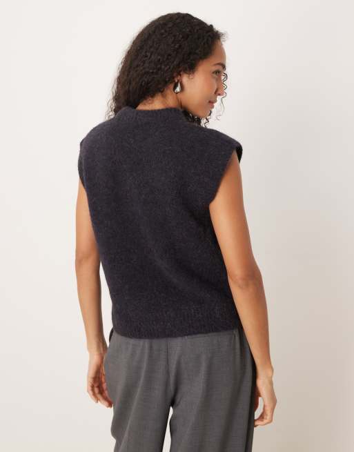 ASOS DESIGN - Premium - Skifer-marineblå strikket tanktop i uld og alpaka, 4 af 4