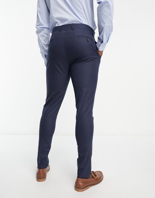 ASOS DESIGN premium skinny suit pants in navy with two-way stretch