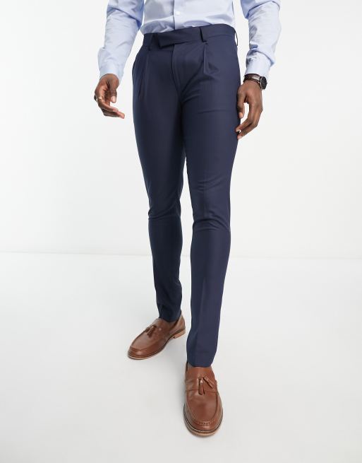 SLIM FIT SUIT PANTS - Navy blue