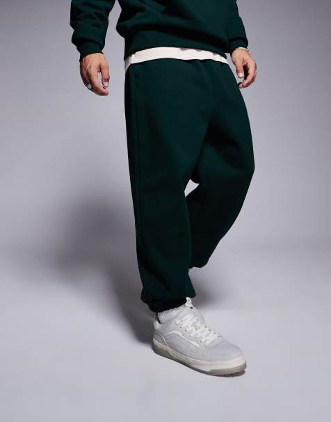 ASOS DESIGN – Premium – Skogsgröna, kraftiga mjukisbyxor i oversize, 400gsm - view 1