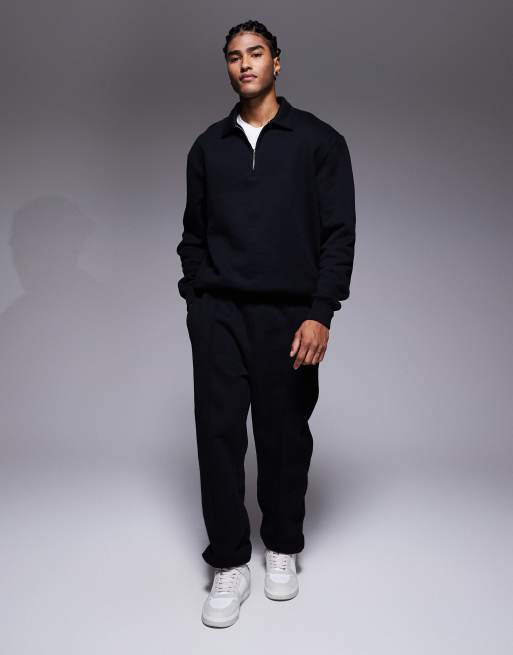 ASOS DESIGN – Premium – Slim-Fit-Jogginghose aus schwerem Stoff in Schwarz, 400 g/m², 2 von 5