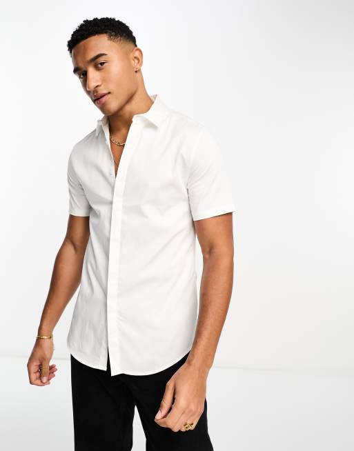 ASOS DESIGN Premium slim fit sateen shirt in white | ASOS