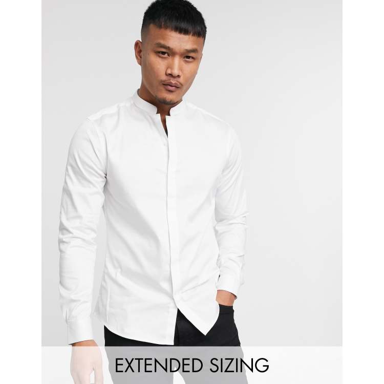 White poplin cotton 2 buttons collar Shirt with hidden buttons