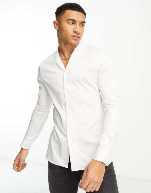 Ollie Chain Collar Slim Fit Dress Shirt - White