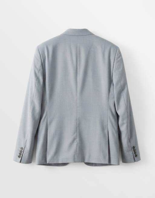 ASOS DESIGN premium slim suit jacket in light blue linen and wool, 7 of 9