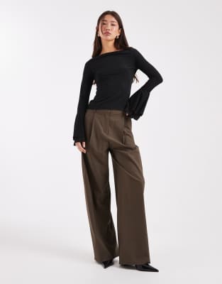 Asos Design Premium Slinky Long Sleeve Top With Exaggerated Sleeve Detail In Black