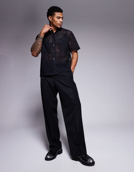 ASOS DESIGN - Premium - Sort broderet skjorte med firkantet oversized pasform, 2 af 4