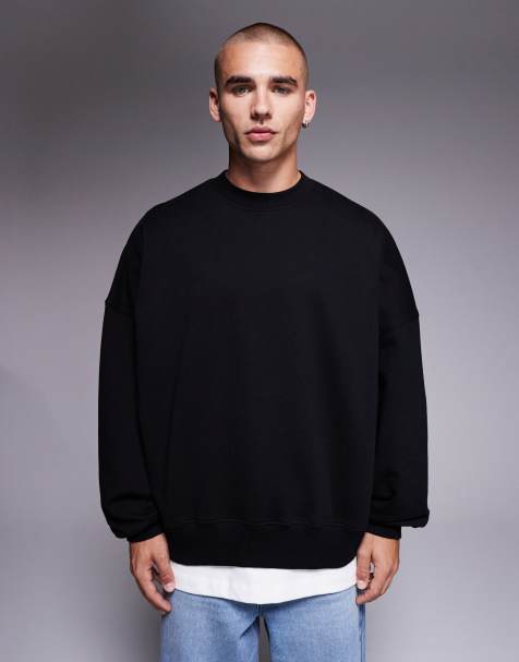 ASOS DESIGN - Premium - Sort ekstremt oversized sweatshirt i kraftigt stof på 400 gsm - view 1
