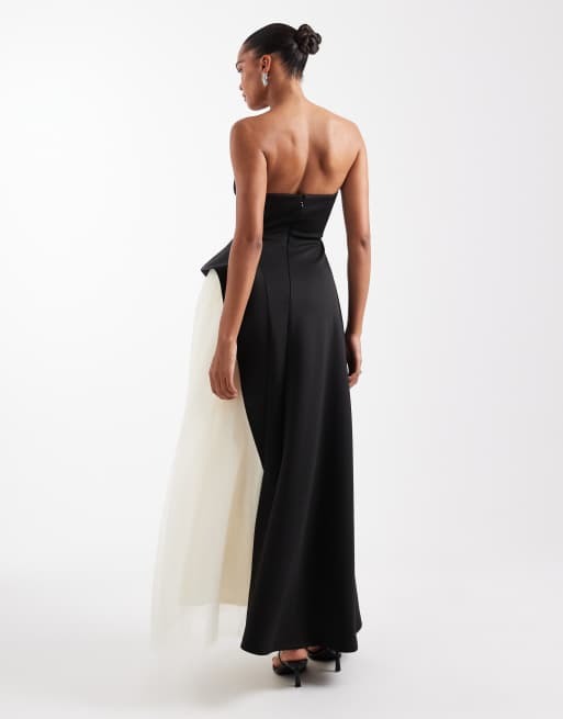 ASOS DESIGN - Premium - Sort maxikjole i scuba-lignende stof med tylskørt, 4 af 4