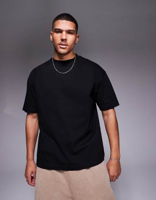 ASOS DESIGN - Premium - Sort og oversized T-shirt i kraftigt stof på 300 gsm