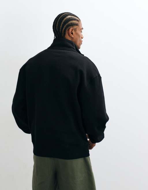 ASOS DESIGN - Premium - Sort oversized trøje med 1/4 lynlås i kraftigt 400 gsm-stof , 3 af 5