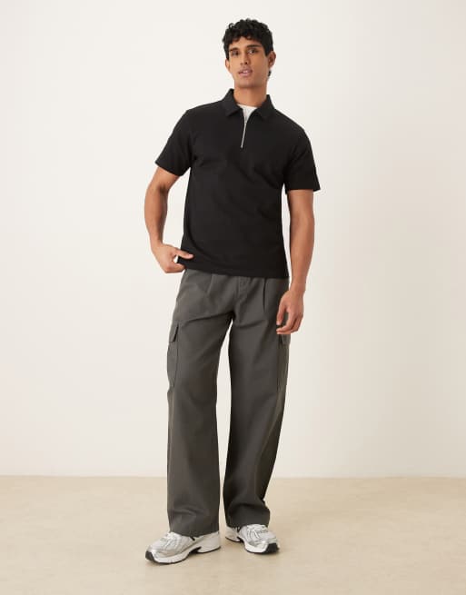 ASOS DESIGN - Premium - Sort polo med lynlås og interlock-syninger i regular fit, 2 af 5