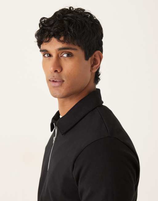 ASOS DESIGN - Premium - Sort polo med lynlås og interlock-syninger i regular fit, 4 af 5