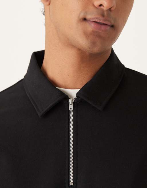 ASOS DESIGN - Premium - Sort polo med lynlås og interlock-syninger i regular fit, 5 af 5