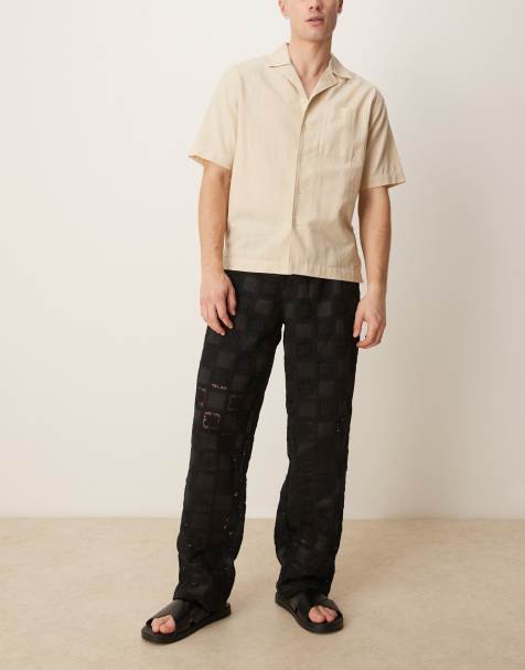 ASOS DESIGN - Premium - Sorte baggy hæklede bukser - Del af sæt - view 1