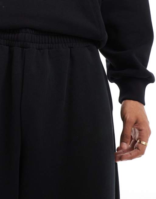 ASOS DESIGN - Premium - Sorte løstsiddende joggingbukser i kraftigt materiale med syningsdetalje - Del af sæt, 2 af 5