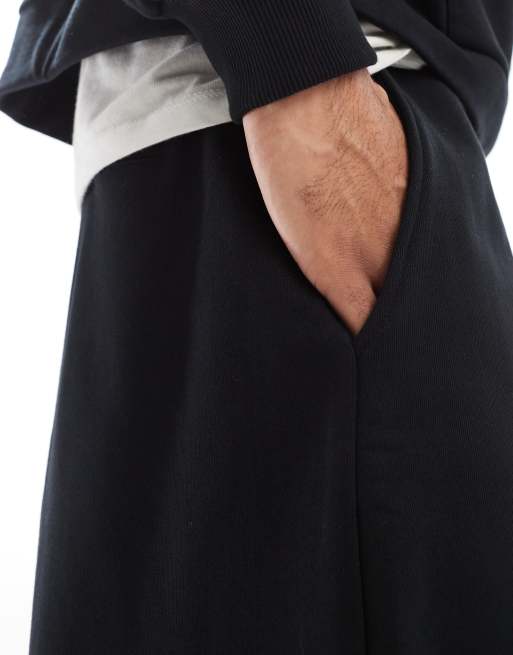 ASOS DESIGN - Premium - Sorte løstsiddende joggingbukser i kraftigt materiale med syningsdetalje - Del af sæt, 5 af 5
