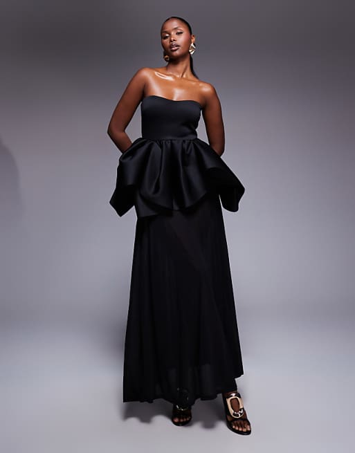 black strapless dress formal Mermaid Long Evening Prom Dresses, Custom High MarryLover Black Sizes AOSHABABI Women's Cocktail Dresses Elegant