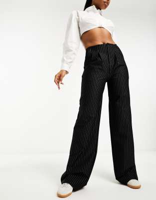 Asos Design Premium Stretch Tailored Pants In Mono Pinstripe-multi
