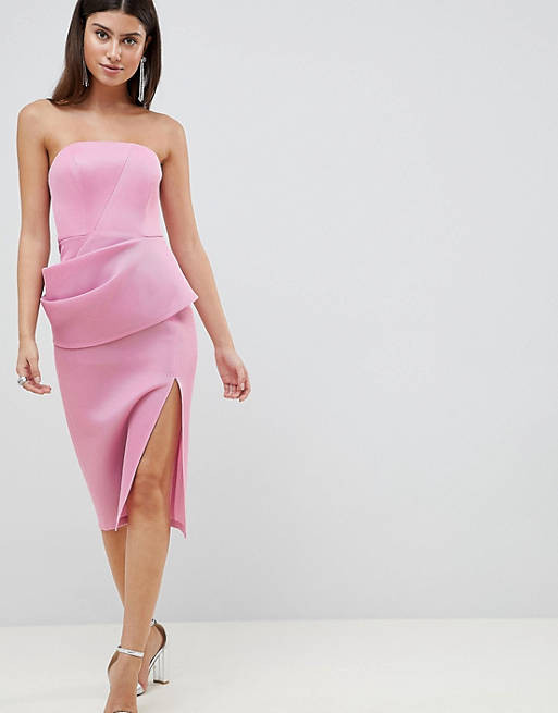 ASOS DESIGN premium structured bonded mesh folded pencil dress