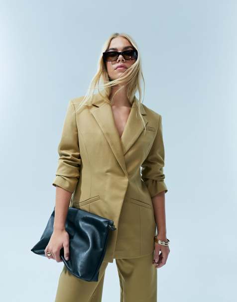 ASOS DESIGN - Premium - Struktureret blazer i kamelbrun uldblanding - view 1