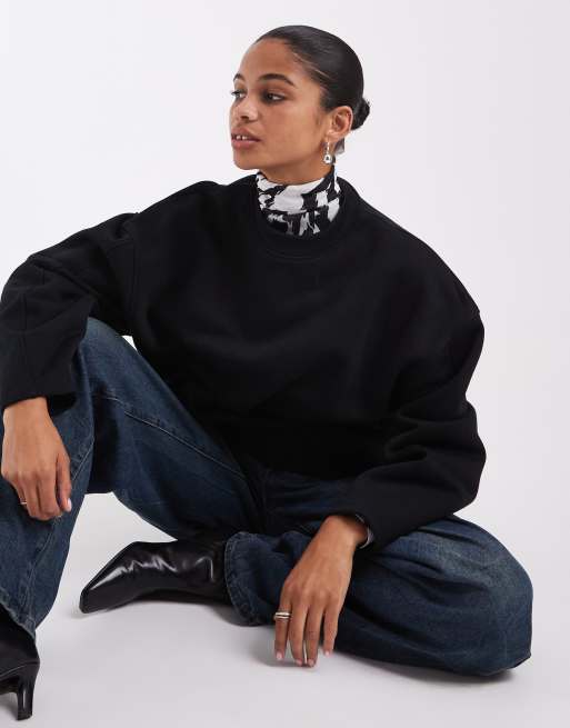 ASOS DESIGN premium sudadera de 500 g/m² con manga cocoon en negro, 2 de 4