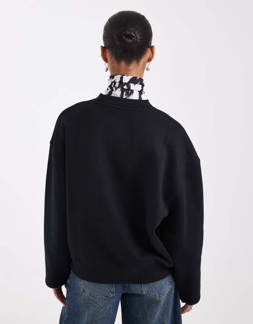 ASOS DESIGN premium sudadera de 500 g/m² con manga cocoon en negro, 3 de 4
