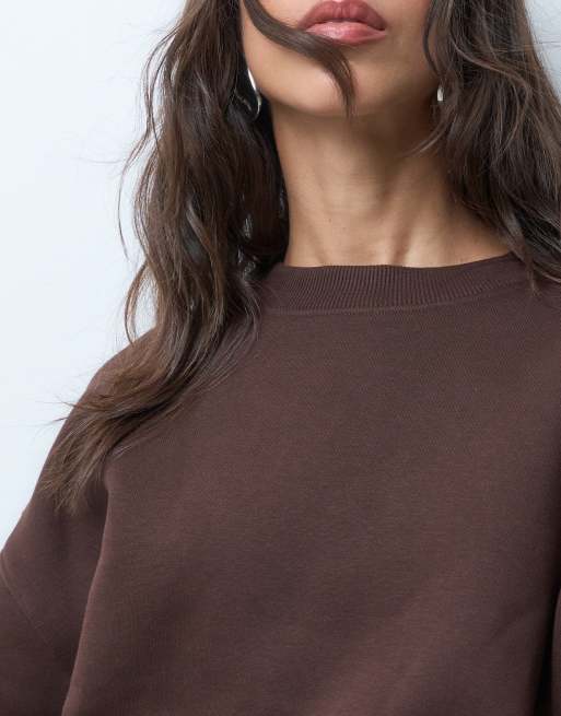 ASOS DESIGN premium sudadera de 500 gsm con mangas cocoon en marrón chocolate, 3 de 4