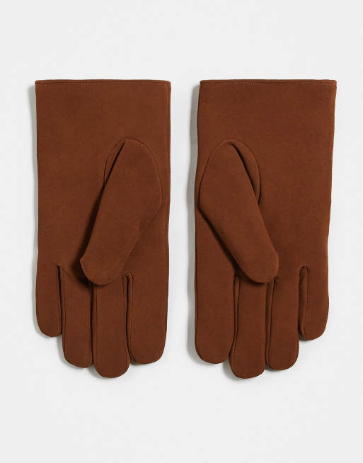 ASOS DESIGN premium suede and borg gloves in tan, 3 of 3