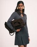 [ASOS DESIGN] ASOS DESIGN Premium suede bonded tote bag in chocolate-Brown No Size Chocolate