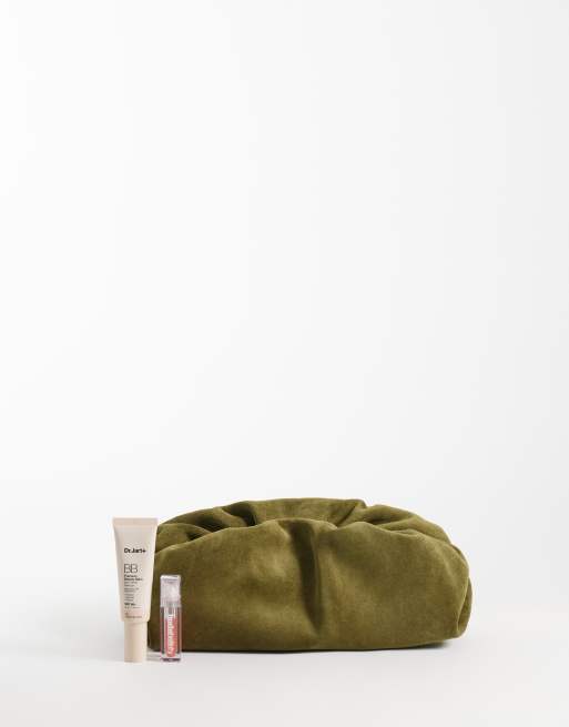 ASOS DESIGN Premium suède cloud clutch in olijfgroen, 4 van 6