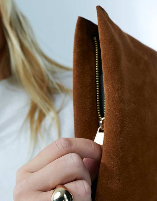 Tan suede clutch bag sale