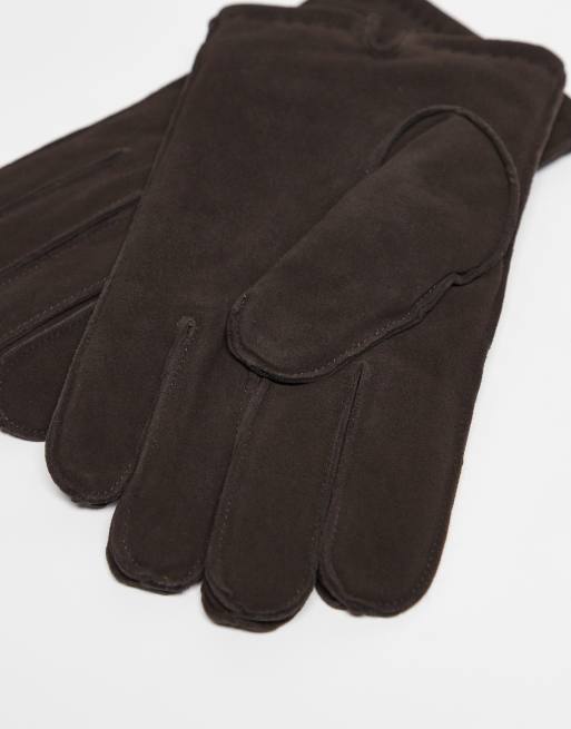 ASOS DESIGN premium suede leather gloves in brown, 2 of 3