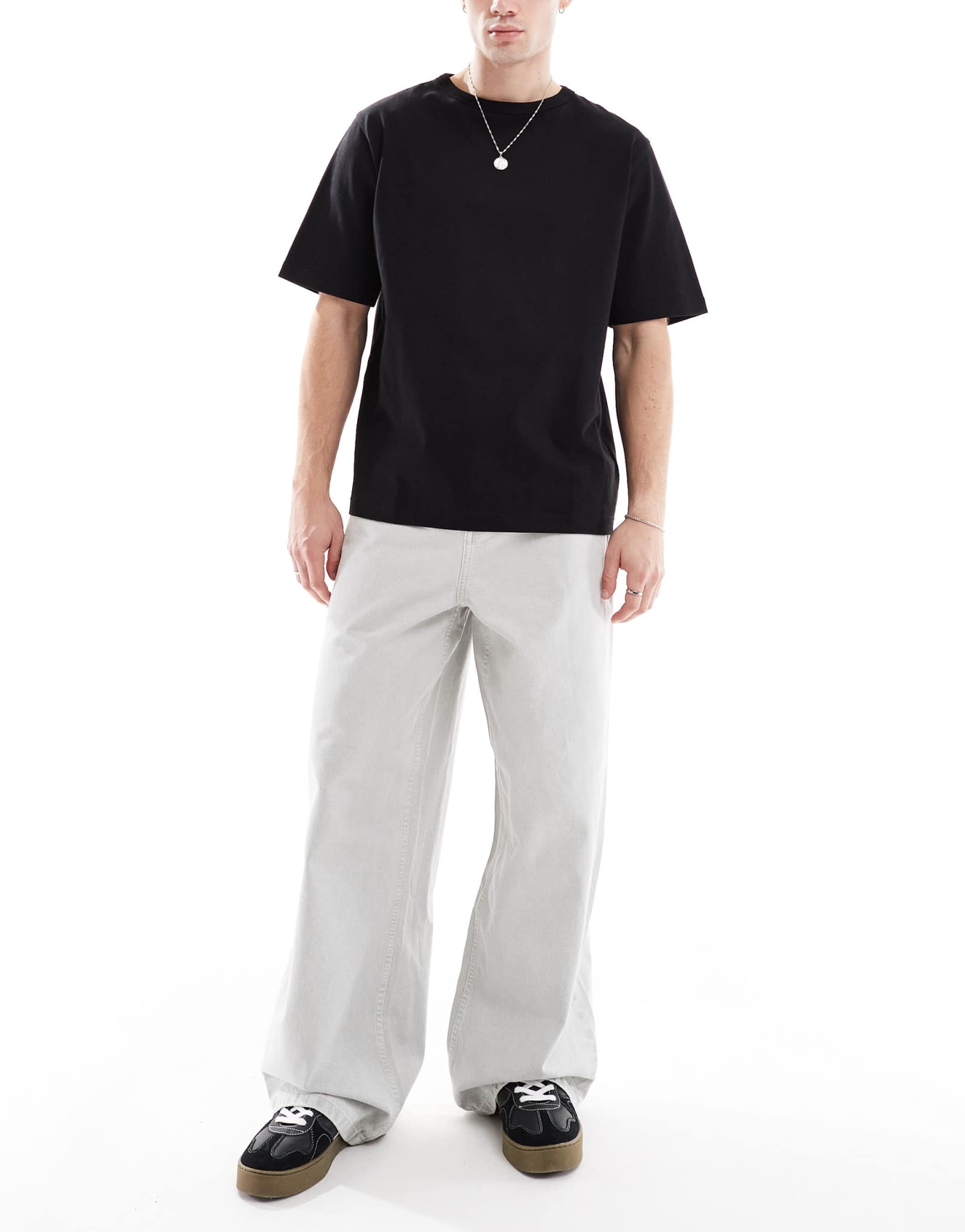 Супер-мешковатые джинсы премиум-класса ASOS DESIGN серого цвета, постиранные