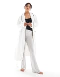 [ASOS DESIGN] ASOS DESIGN premium super soft fleece midi robe in white L White