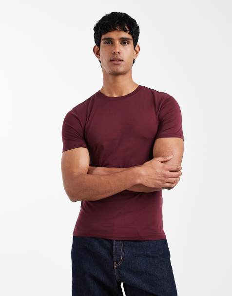 ASOS DESIGN - Premium SUPIMA® - Bordeaux tætsiddende T-shirt i bomuld - view 1