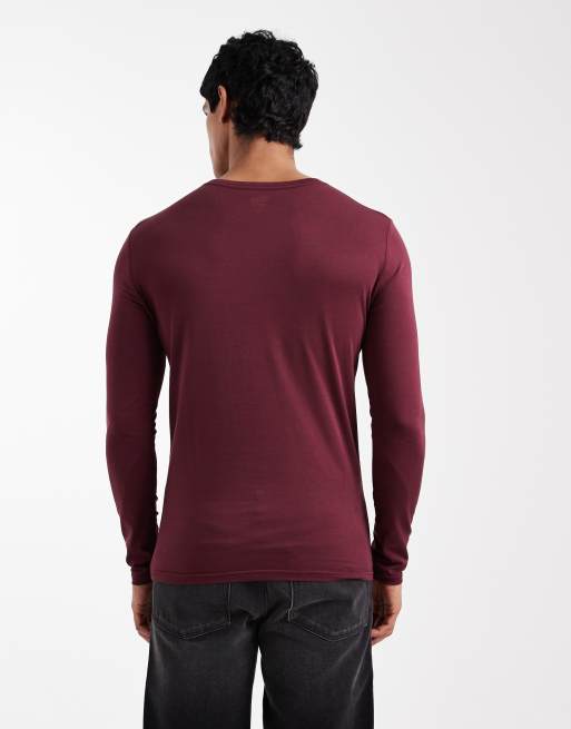 ASOS DESIGN - Premium SUPIMA® - Bordeaux tætsiddende T-shirt med lange ærmer, 3 af 5
