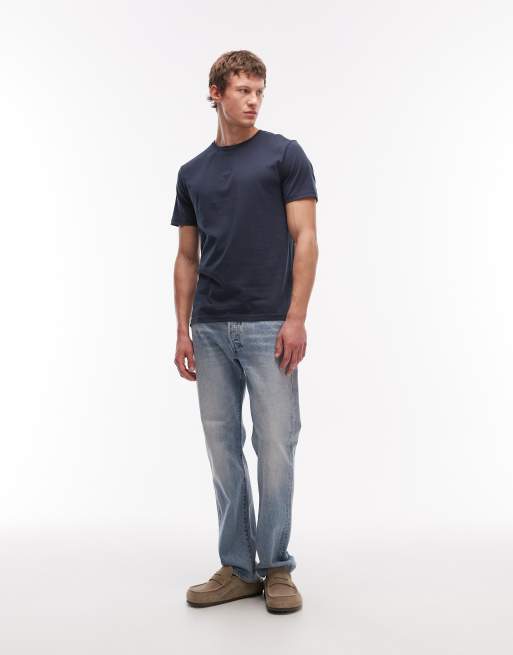 ASOS DESIGN Premium SUPIMA® Cotton crew neck t-shirt in navy, 2 of 5