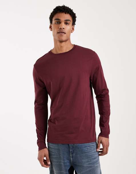 ASOS DESIGN Premium SUPIMA Cotton regular fit long sleeve t-shirt in burgundy