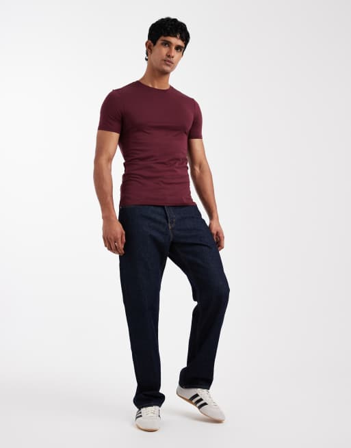 ASOS DESIGN Premium SUPIMA® Cotton muscle fit t-shirt in burgundy, 2 of 5