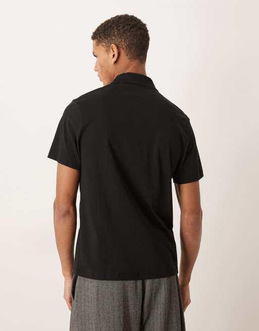 ASOS DESIGN Premium SUPIMA® Cotton polo shirt in black​, 3 of 5