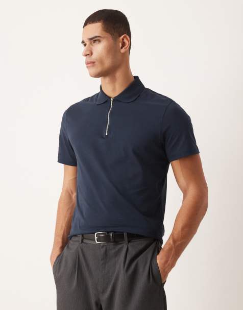 ASOS DESIGN Premium SUPIMA cotton regular fit polo shirt in navy - view 1