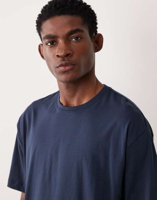 ASOS DESIGN Premium SUPIMA® Cotton relaxed t-shirt in navy, 3 of 5