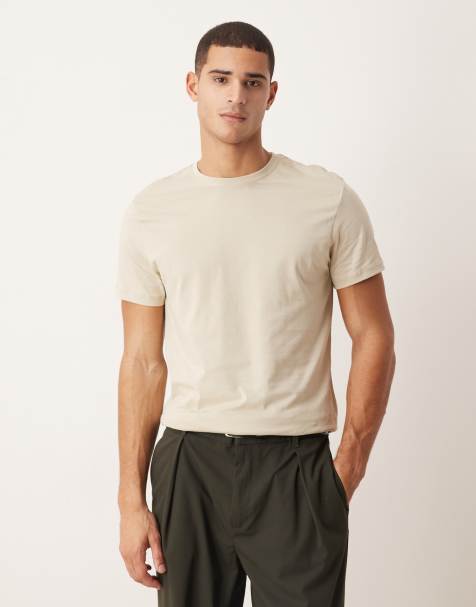ASOS DESIGN – Premium – SUPIMA® Cotton – Sandfärgad t-shirt i bomull och regular fit - view 1