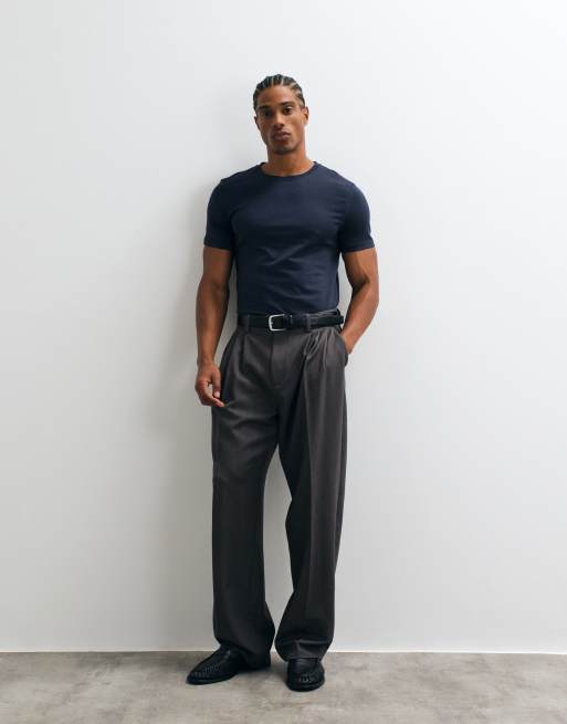 ASOS DESIGN Premium SUPIMA® Cotton slim fit t-shirt in navy, 2 of 5