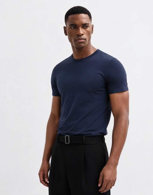 ASOS DESIGN Premium SUPIMA® Cotton slim fit t-shirt in navy, 6 of 10